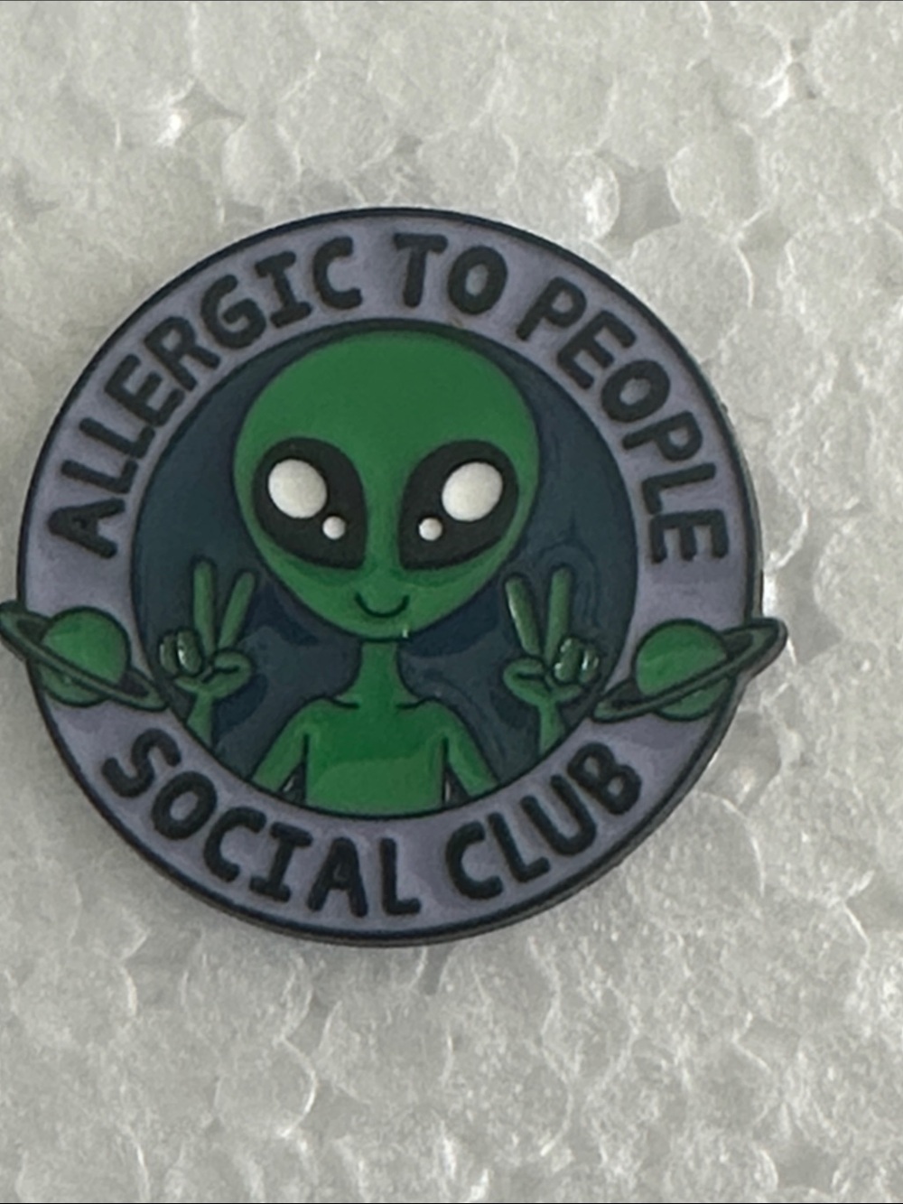 Allergic to People Social Club Alien Enamel Pin - Green & Lavender